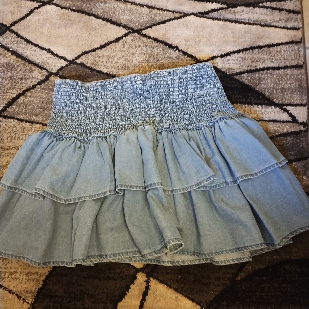 Shein denim ruffle skirt